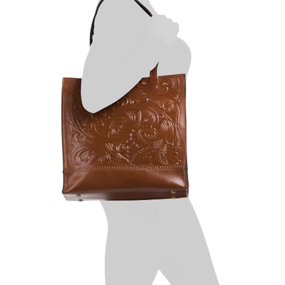 Patricia Nash Embossed Brown Leather Tote